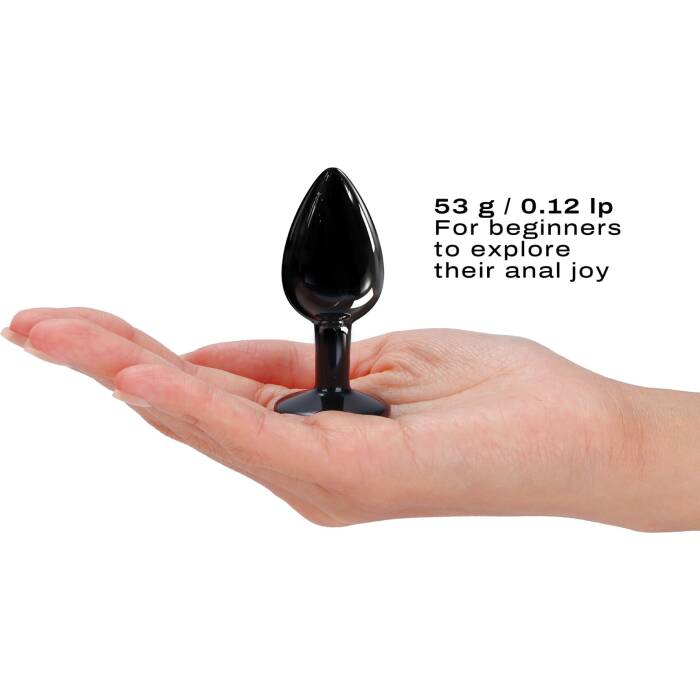 Металева анальна пробка з кристалом Dorcel Diamond Plug Black S