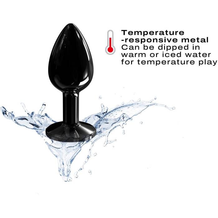 Металева анальна пробка з кристалом Dorcel Diamond Plug Black S