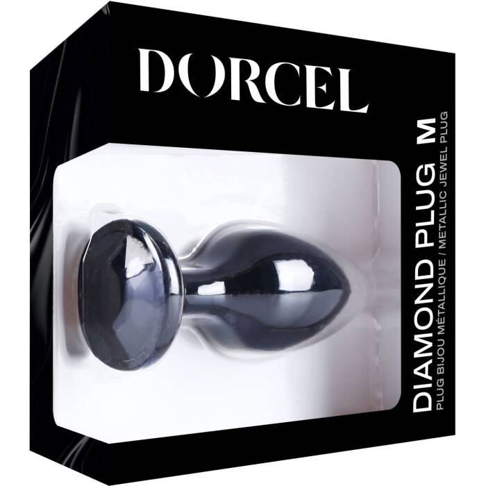 Металева анальна пробка з кристалом Dorcel Diamond Plug Black M