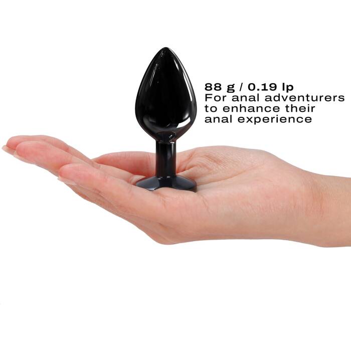 Металева анальна пробка з кристалом Dorcel Diamond Plug Black M