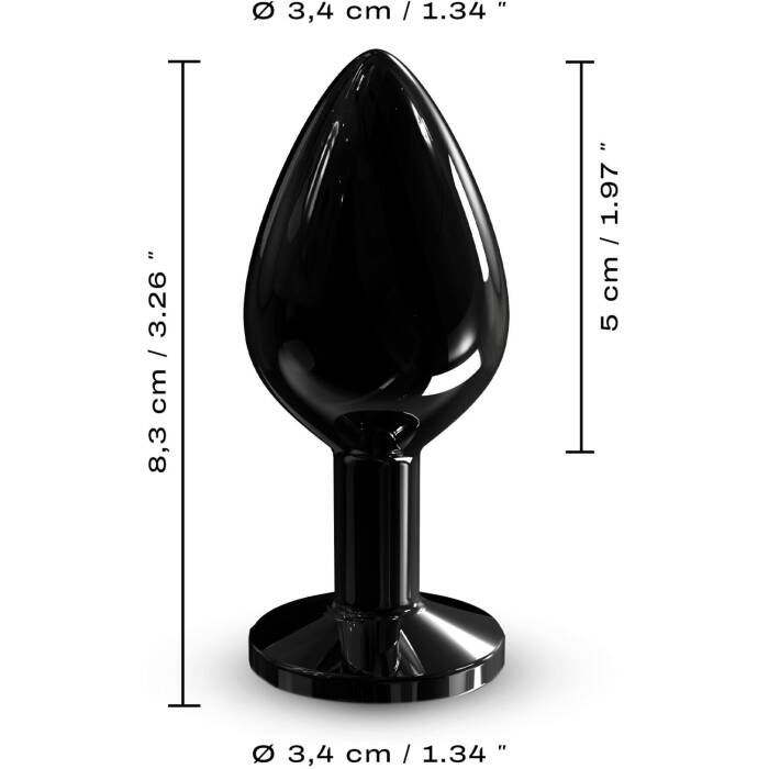 Металева анальна пробка з кристалом Dorcel Diamond Plug Black M