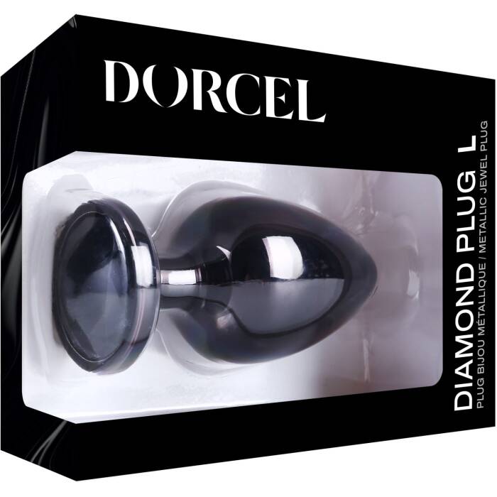 Металева анальна пробка з кристалом Dorcel Diamond Plug Black L