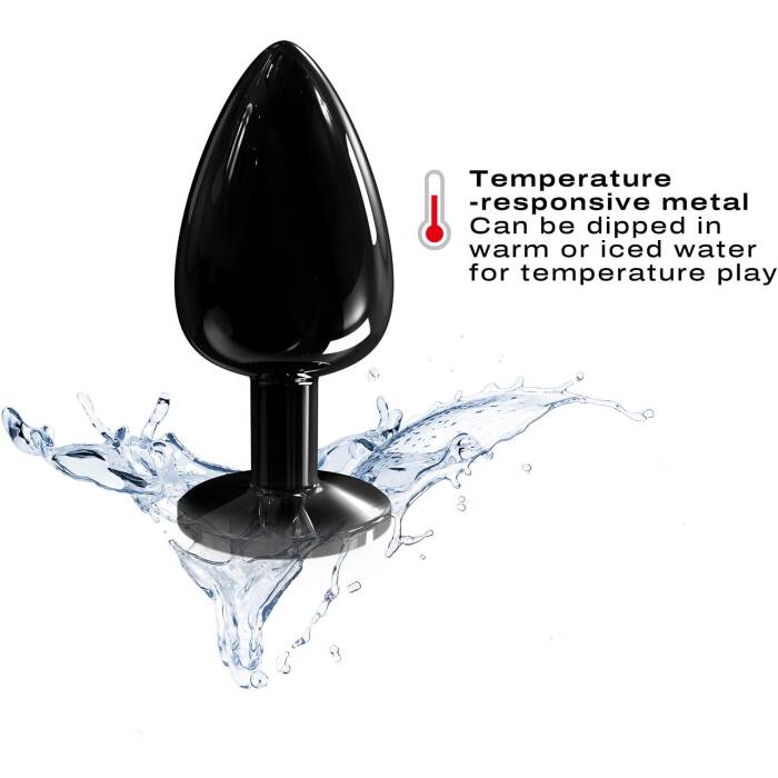 Металева анальна пробка з кристалом Dorcel Diamond Plug Black L