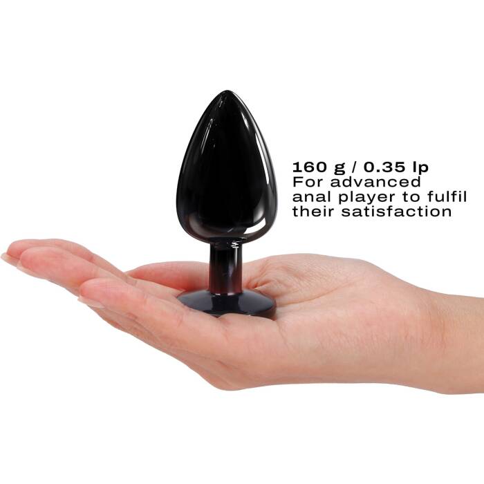 Металева анальна пробка з кристалом Dorcel Diamond Plug Black L