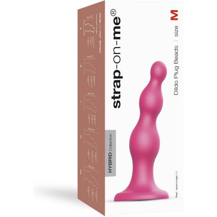 Насадка для страпона Strap-On-Me Dildo Plug Beads Framboise Metallic M