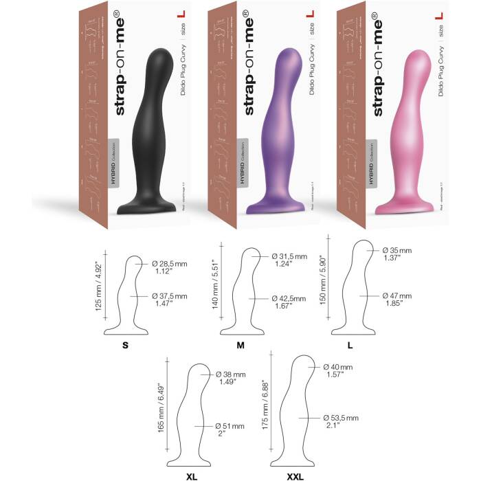 Насадка для страпона Strap-On-Me Dildo Plug Curvy Rose Dragee Metallic M