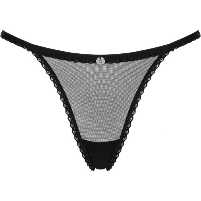 Прозорі стрінги із мереживом Obsessive Celia Noir thong XS/S