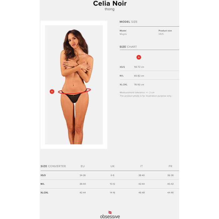 Прозорі стрінги із мереживом Obsessive Celia Noir thong XS/S