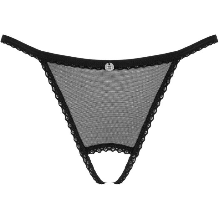 Прозорі стрінги з доступом Obsessive Celia Noir crotchless thong XS/S