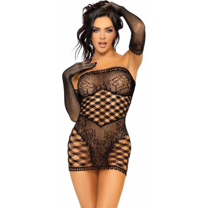 Leg Avenue 2 PC Tube dress and gloves OS Black