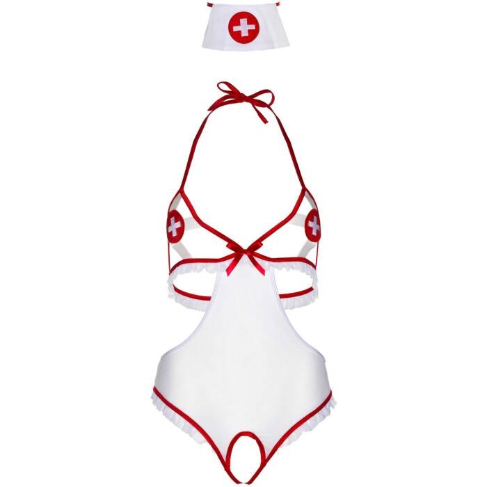 Костюм медсестри Leg Avenue Naughty Nurse, one size, боді та шапочка