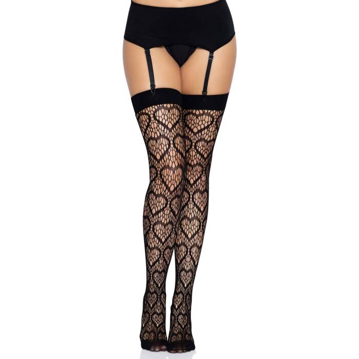 Ажурні панчохи із сердечками Leg Avenue Heart Black, one size