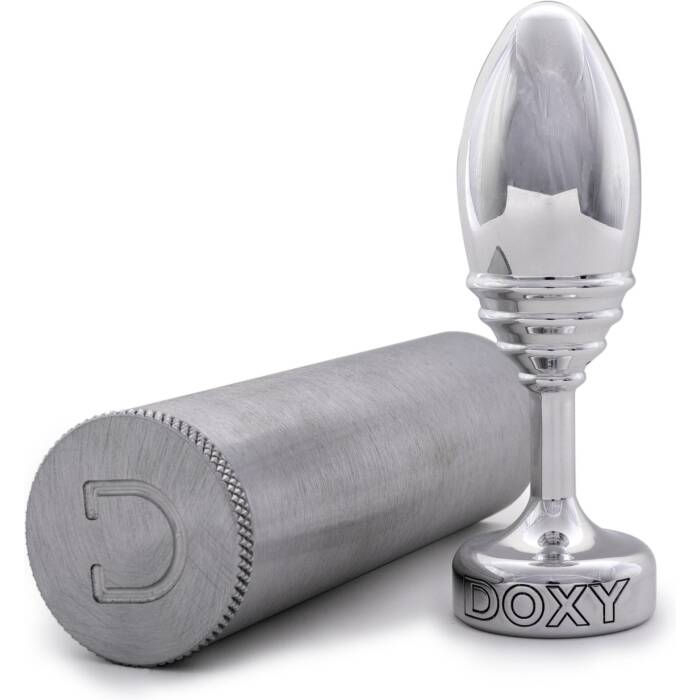 Металева анальна пробка DOXY Butt Plug RIBBED, ребриста, діаметр 3,3 см