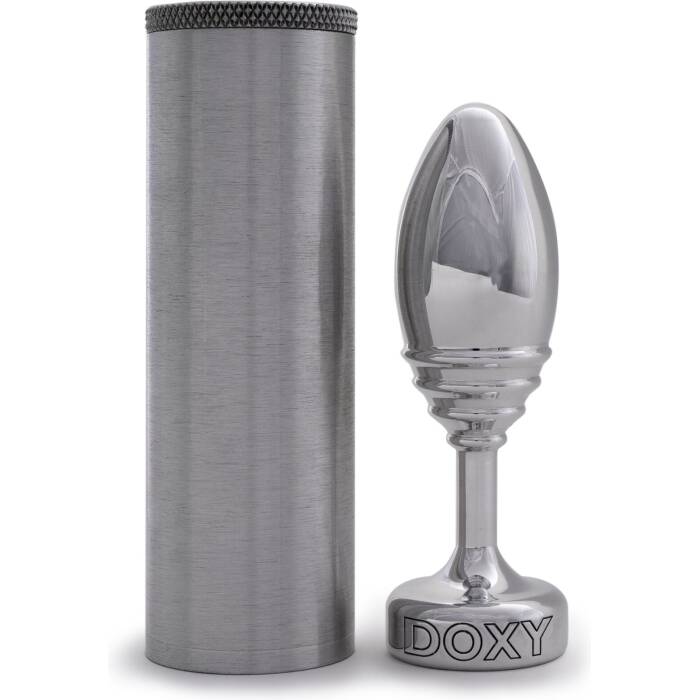 Металева анальна пробка DOXY Butt Plug RIBBED, ребриста, діаметр 3,3 см