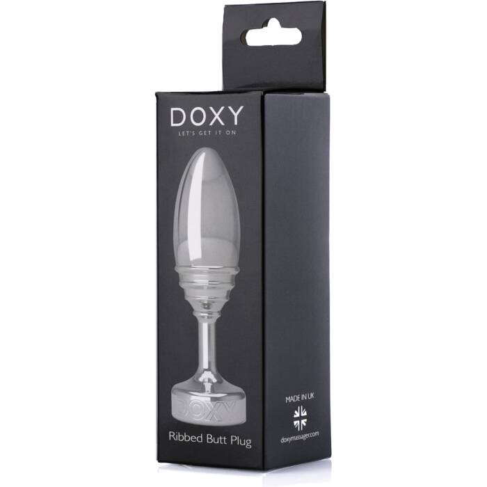 Металева анальна пробка DOXY Butt Plug RIBBED, ребриста, діаметр 3,3 см