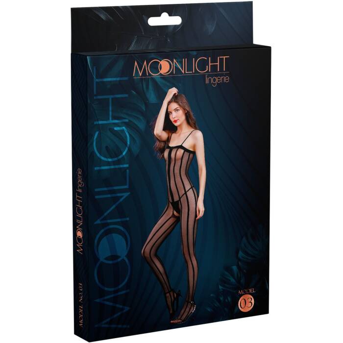 Прозорий бодістокінг Moonlight Model 03 XS-L Black, з доступом