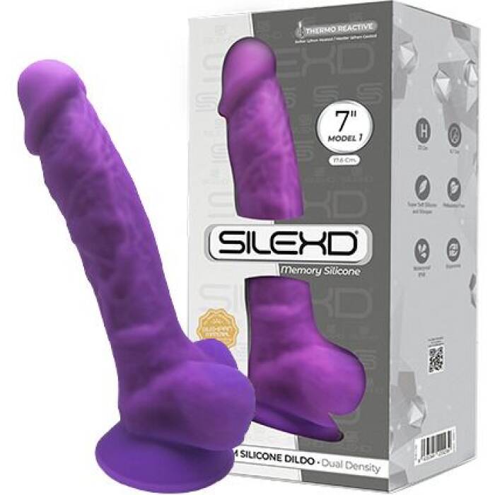 Фалоімітатор SilexD Johnny Purple (MODEL 1 size 7in), двошаровий, силікон+Silexpan, діаметр 3,8 см