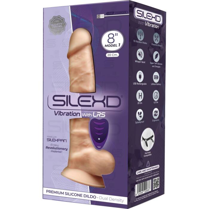 Фалоімітатор з вібрацією SilexD Vetus Vibro Flesh (MODEL 1 size 8in) + LRS, двошаровий, діам. 4,2 см