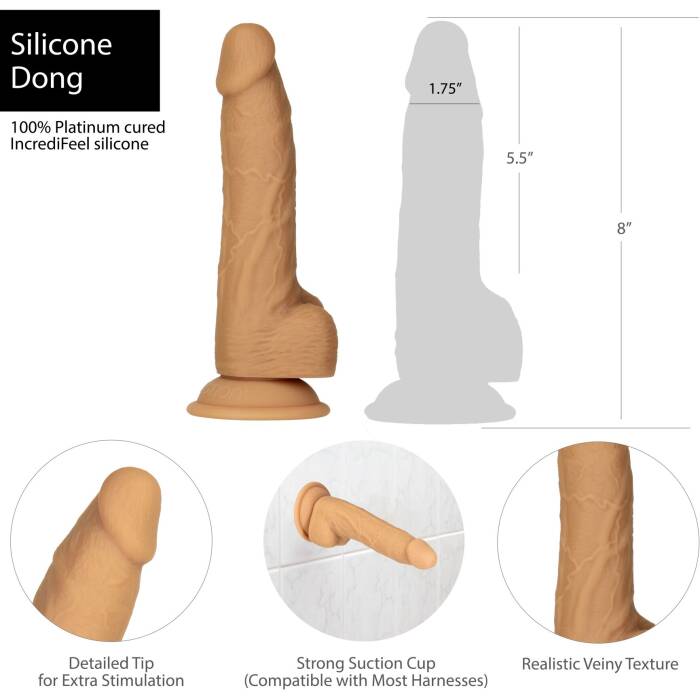 Фалоімітатор ADDICTION Dual Density Silicone Dildo Caramel 8″, присоска, діаметр 4,3 см, віброкуля в