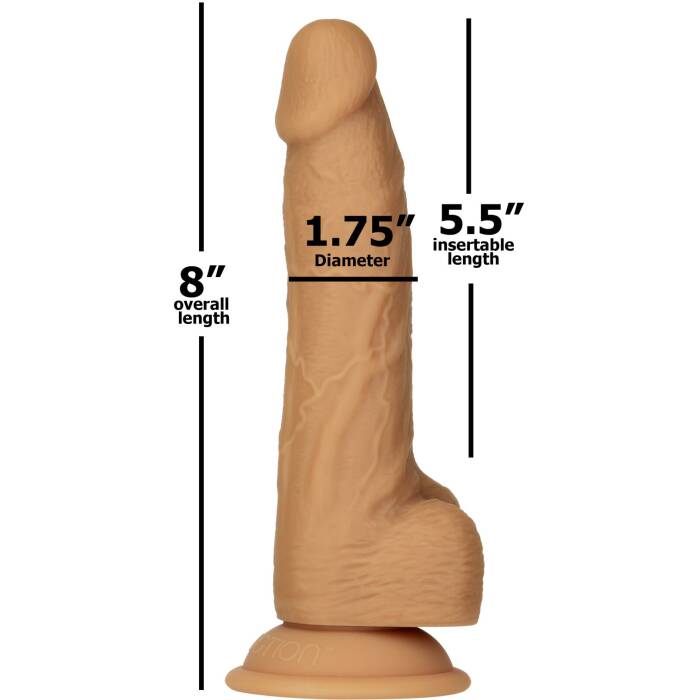 Фалоімітатор ADDICTION Dual Density Silicone Dildo Caramel 8″, присоска, діаметр 4,3 см, віброкуля в