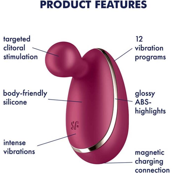 Вібратор для зовнішньої стимуляції Satisfyer Spot On 1 Berry, гнучкий відросток