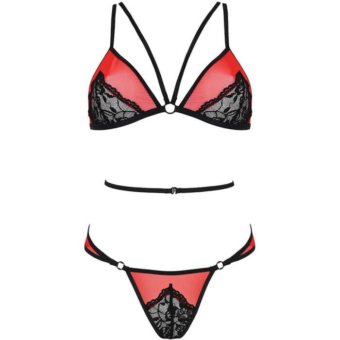 Комплект білизни Passion PEONIA SET L/XL red, бра, трусики