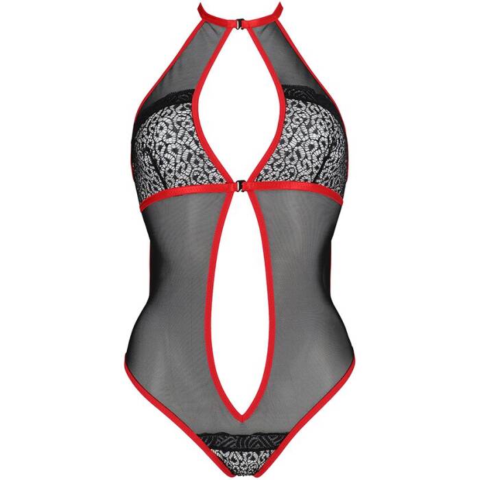 Сітчасте боді з мереживом на грудях Passion SATARA BODY L/XL red