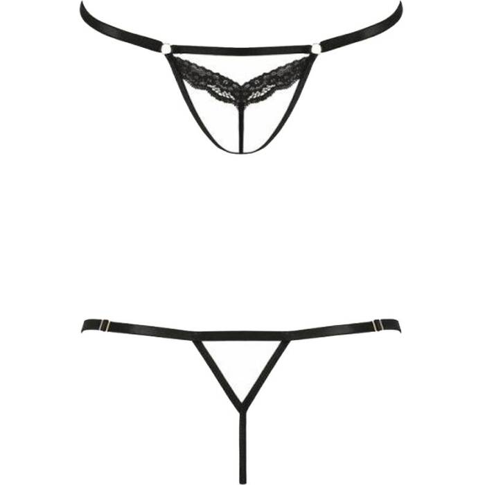 Відверті трусики-стрепи з мереживом Passion Exclusive SOLON THONG XXL/XXXL, black