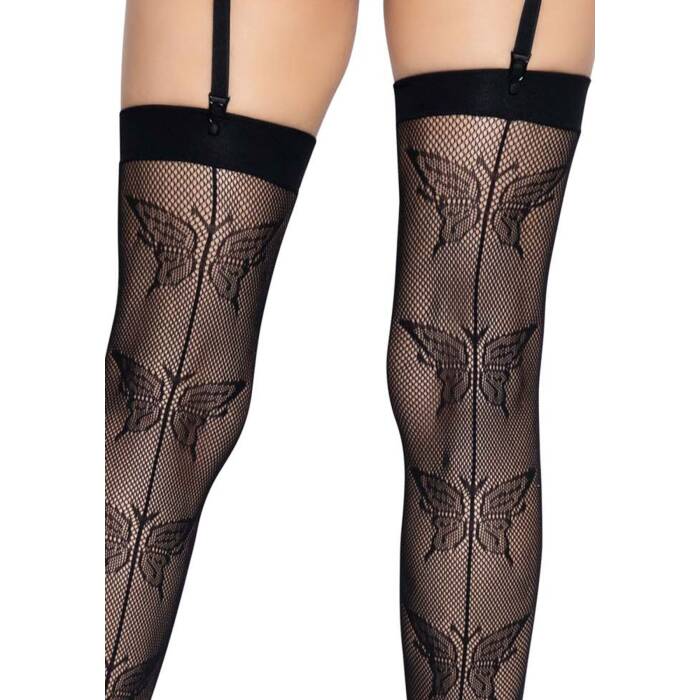 Панчохи-сітка зі швом ззаду Leg Avenue Butterfly back seam this highs One size Black