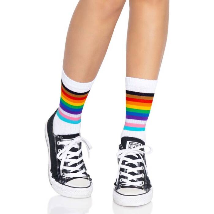 Шкарпетки жіночі в смужку Leg Avenue Pride crew socks Rainbow, 37–43 розмір