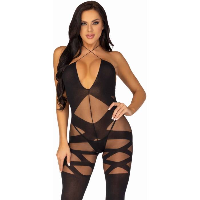 Бодістокінг Leg Avenue Illusion halter bodystocking One size Black, доступ