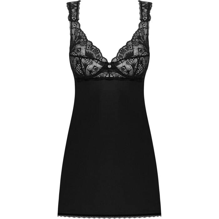 (SALE) Сорочка бебі-дол з мереживом на грудях Obsessive Donna Dream babydoll XS/S Black, стрінги