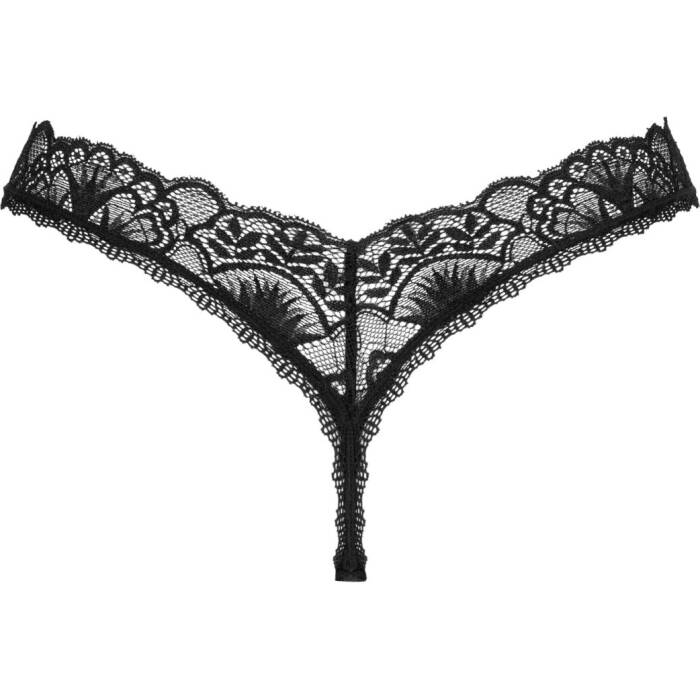 Мереживні стрінги Obsessive Donna Dream thong XS/S Black, низька посадка