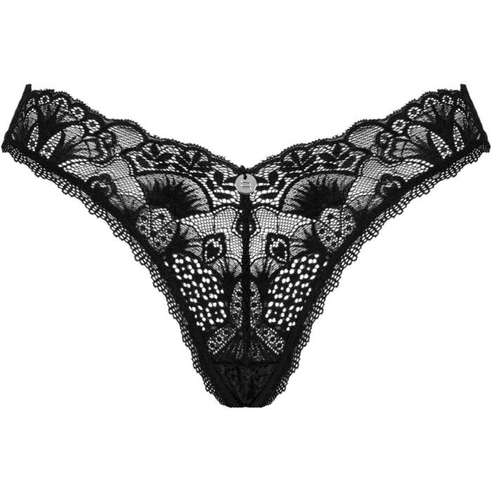 Мереживні стрінги Obsessive Donna Dream thong XS/S Black, низька посадка