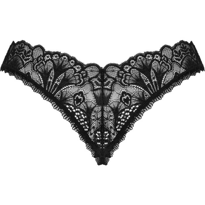 (SALE) Мереживні стрінги Obsessive Donna Dream crotchless thong XS/S Black, відкритий доступ