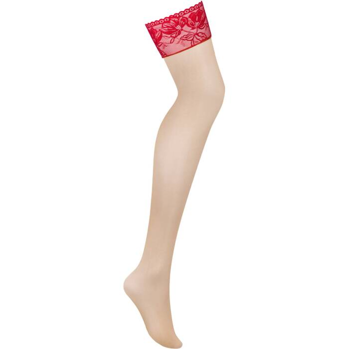 Панчохи під пояс із широким мереживом Obsessive Lacelove stockings XS/S