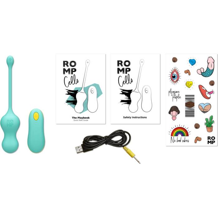 Віброяйце для точки G з пультом керування Romp Cello Light Teal, водонепроникне