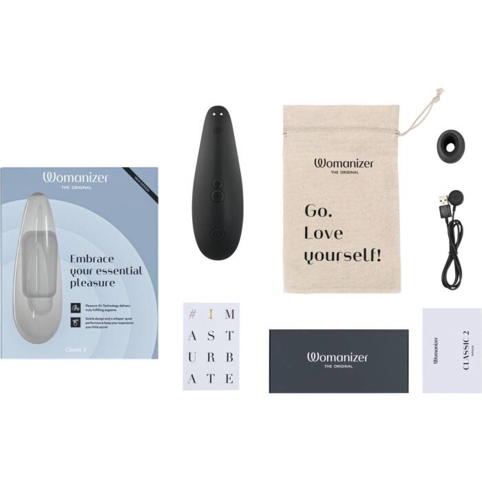 Вакуумний кліторальний стимулятор Womanizer Classic 2 - Black, 10 режимів, функція Afterglow