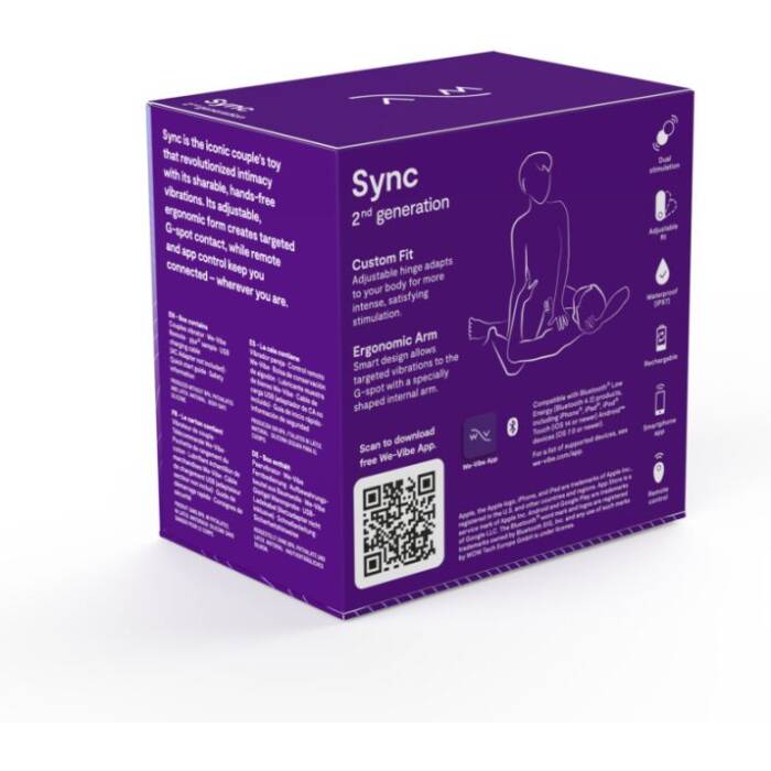 Смарт-вібратор для пар We-Vibe Sync 2 Purple, 10 віброрежимів, пульт ДК