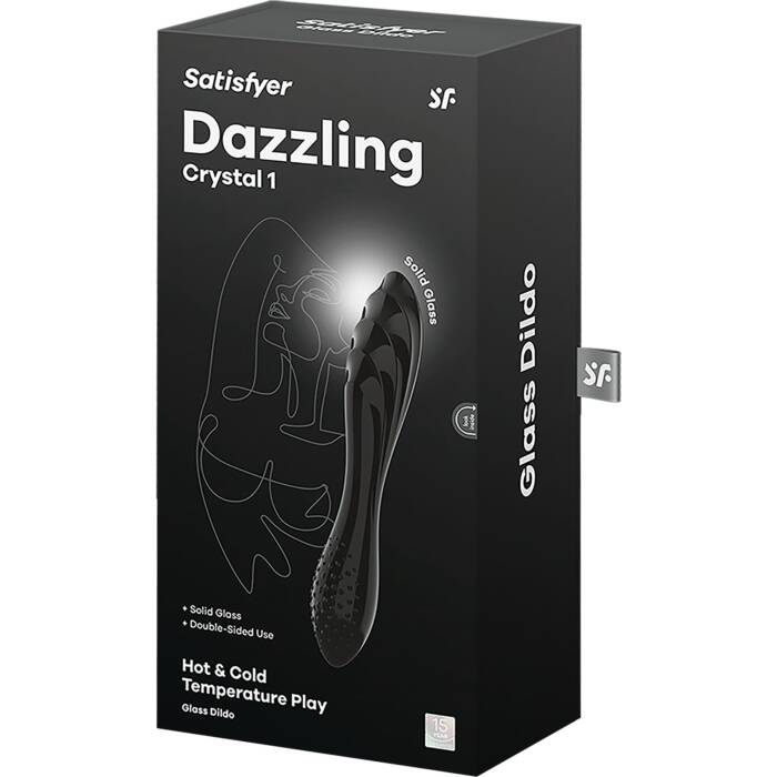 Двосторонній скляний дилдо Satisfyer Dazzling Crystal 1 Black, дуже міцний, без стопера