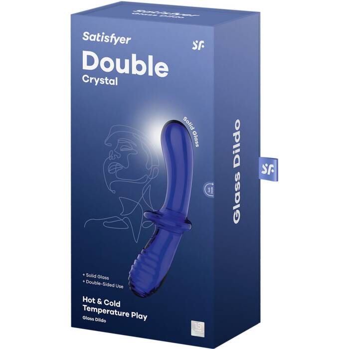 Двосторонній скляний дилдо Satisfyer Double Crystal Light blue, боросилікатне скло, унісекс