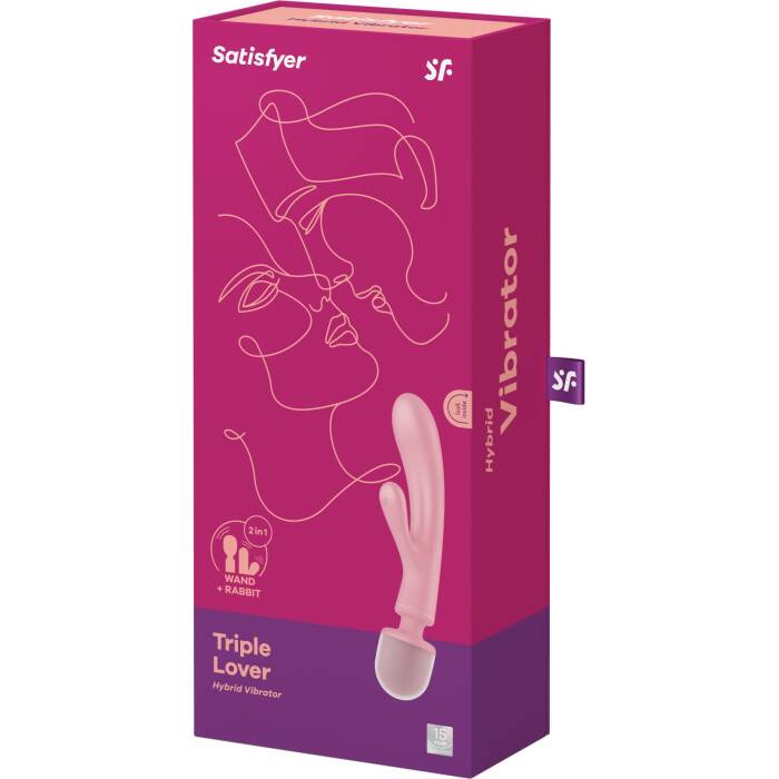 Вібратор-кролик з вібромасажером Satisfyer Triple Lover Pink, 3 мотори