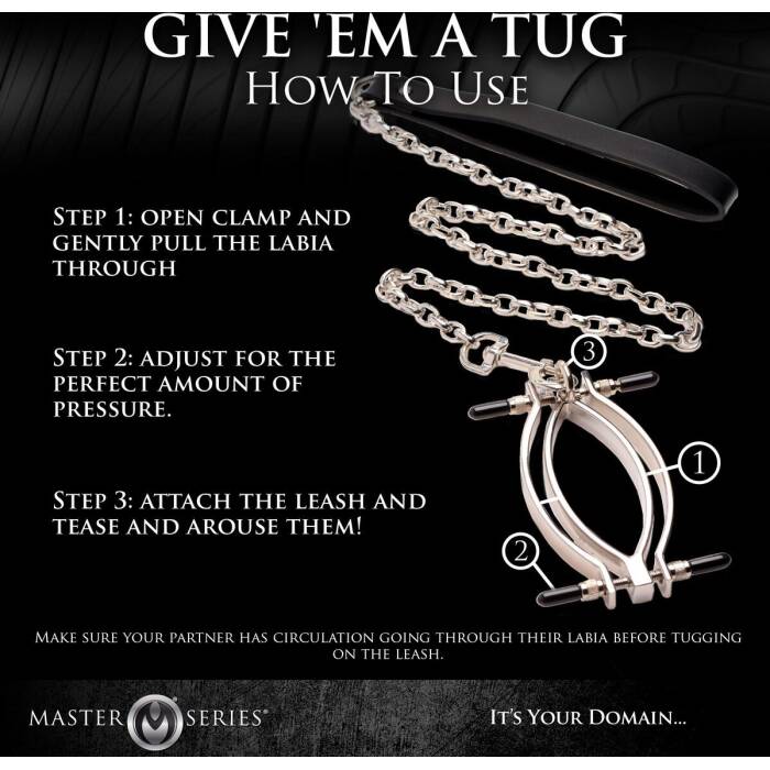 Затискач для статевих губ Master Series: Pussy Tugger Adjustable Vagina Clamp with Chain