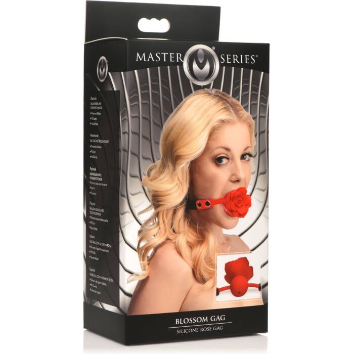 Силіконовий кляп з трояндою Master Series: Blossom Silicone Rose Gag – Red