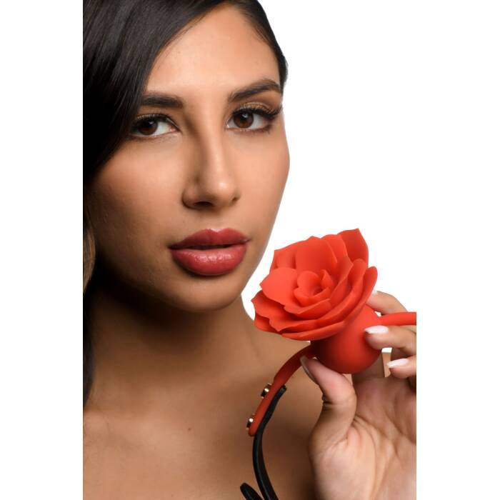 Силіконовий кляп з трояндою Master Series: Blossom Silicone Rose Gag – Red