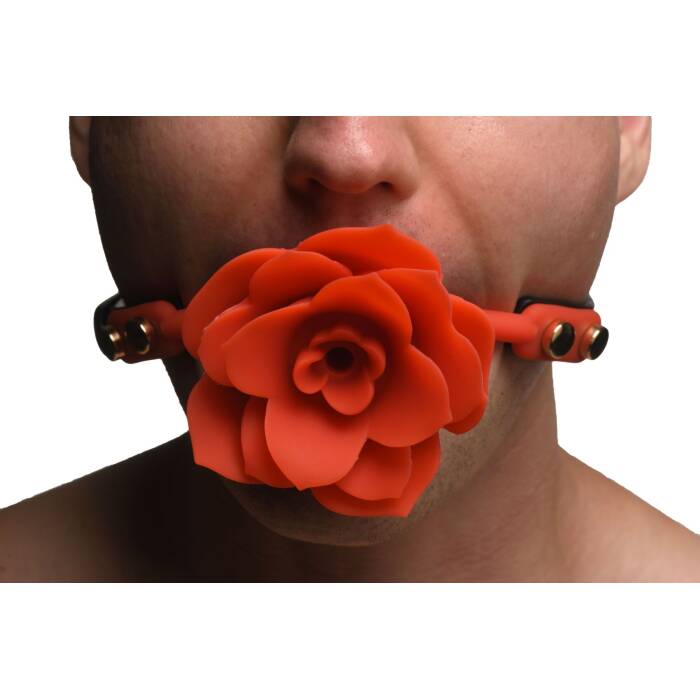 Силіконовий кляп з трояндою Master Series: Blossom Silicone Rose Gag – Red