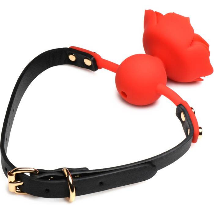 Силіконовий кляп з трояндою Master Series: Blossom Silicone Rose Gag – Red