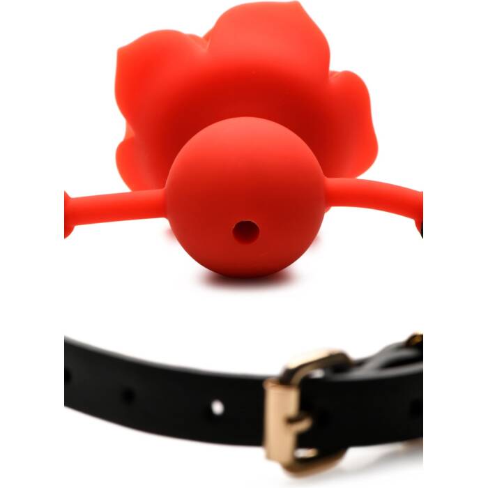 Силіконовий кляп з трояндою Master Series: Blossom Silicone Rose Gag – Red