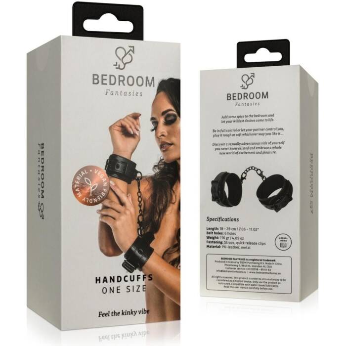 Наручники Bedroom Fantasies: Faux Leather Handcuffs One Size, чорні