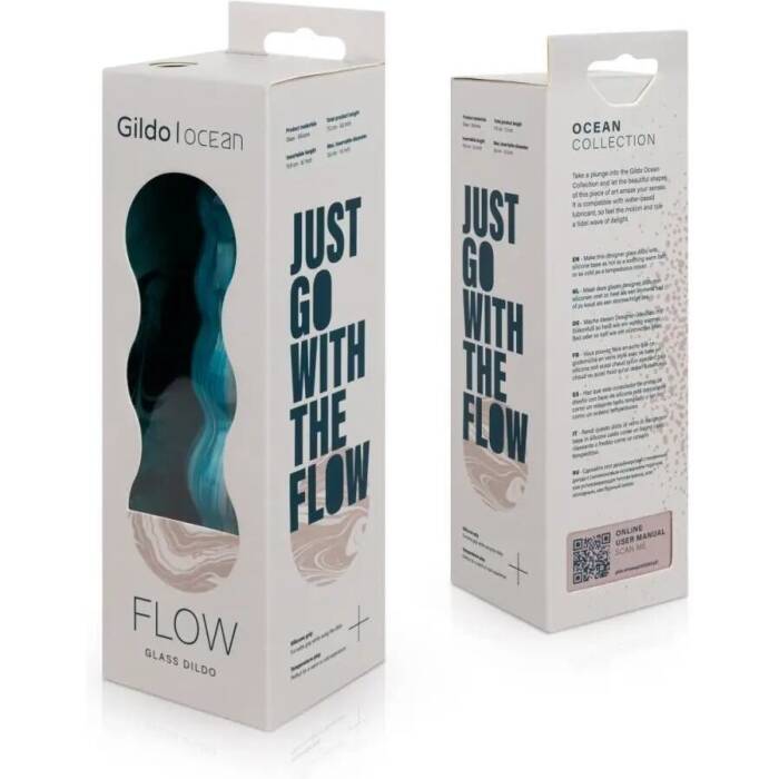 Скляний дилдо Gildo Ocean Flow, великі намистини, силіконова основа